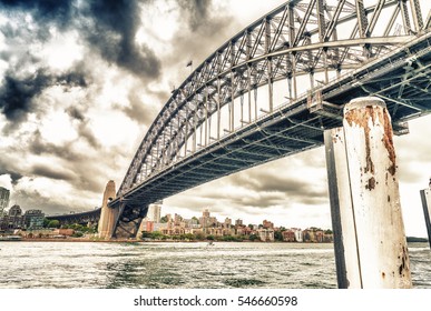 Sydney Harbour Bridge On A Overcast Day.