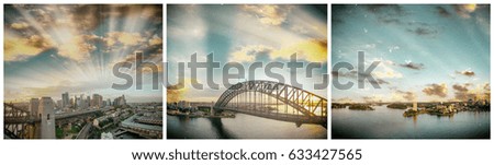 Similar – Happy woman looking at camera with Harbor Bridge in the background, in Sydney city, Australia.