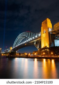 Sydney Harbour Bridge View At Night Time.