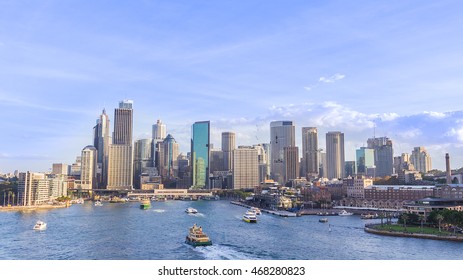 Sydney Harbour With City Central Business District At The Noon