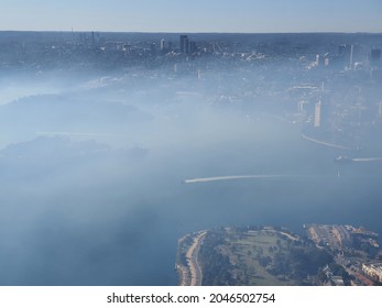 Sydney Harbour In City Was Covered By Smoke From Bush Fire Back Burning In Sydney, Australia. 23-09-2021