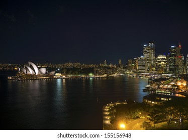 Sydney Harbour With Opera House In Australia By Night