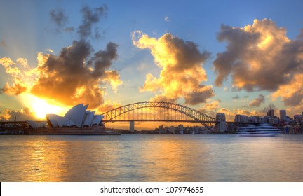 Sydney Harbour With Opera House And Bridge