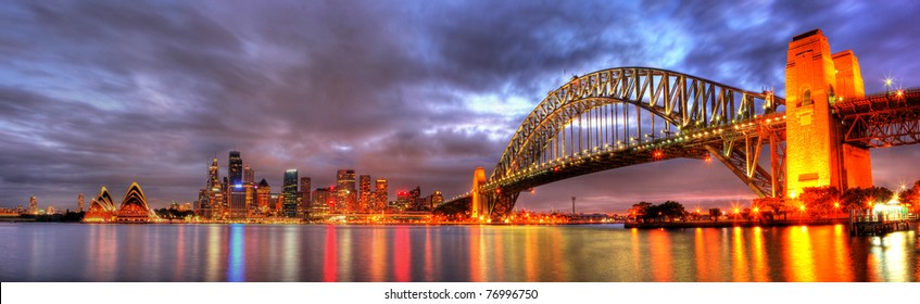 Sydney Harbour With Opera House And Bridge