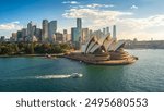 Sydney Harbour Opera House Cityscape Skyline Aerial View, New South Wales, Australia