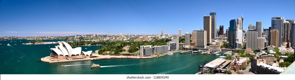 Sydney Harbour Panorama - View From The South-eastern Pylon Containing The Tourist Lookout Towards The CBD And The Opera House