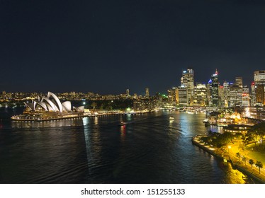 Sydney Harbour Skyline At Night In Australia