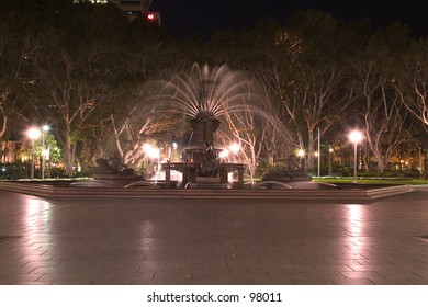 Sydney Hyde Park Fountain At Night