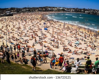 SYDNEY -JANUARY 1: People Relaxing On The Beach To Celebrate New Year On 1 January 2013 At Bondi Beach In Sydney, Australia.Bondi Beach Is One Of The Most Famous Beach In The World.