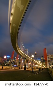 Sydney Monorail, Blurred Train In Motion,