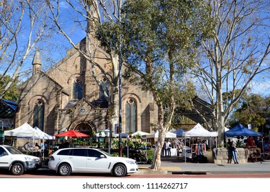 Sydney, New South Wales, Australia. June 2018. The Paddington Market Held In The Church Grounds At Oxford Street, Paddington. 