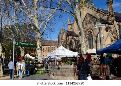 Sydney, New South Wales, Australia. June 2018. The Paddington Market Held In The Church Grounds At Oxford Street, Paddington. 