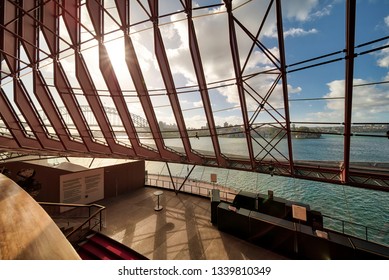 Sydney, New South Wales, Australia Circa May 2018  - Sydney Opera House Interior View Looking Out Over Harbor