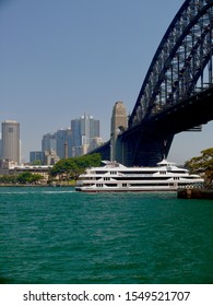 Sydney, New South Wales, Australia. Oct 2019. The Captain Cook Cruiser Makes Its Way Under The Sydney Harbour Bridge.