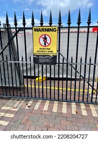 Sydney, New South Wales, Australia. September 24, 2022. Warning Sign For Maritime Security Zone In Circular Quay In The City.