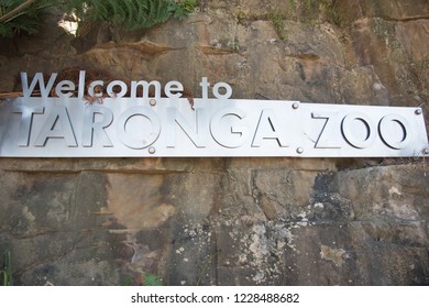Sydney, New South Wales/Australia-December 21,2016: Metallic welcome sign at the Taronga Zoo in Sydney, Australia