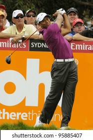 SYDNEY - NOV 10: Tiger Woods drives at the Emirates Australian Golf Open. Sydney - November 10, 2011