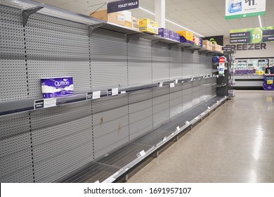 Sydney, NSW, Australia 3.04.2020: Empty Store Shelves - Toilet Paper Is Missing In Stores Due To An Outbreak Of Coronavirus