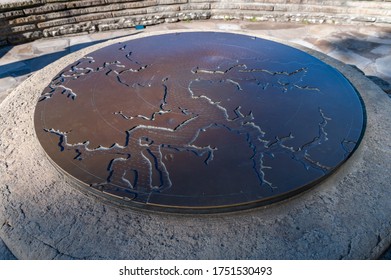 Sydney NSW Australia - 5th 2020 - Map of Ku-ring-gai Chase National Park and Palm Beach Area made of Copper on a sunny winter afternoon