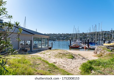 Sydney NSW Australia - 5th 2020 - Orso Wedding Venue And Boats Moored At Middle Harbour Yacht Club On A Sunny Winter Afternoon