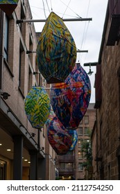 Sydney NSW Australia Jan 2022: Abstract Art Installation Lights In The Back Alley Ways Of The Rocks Area Of Sydney