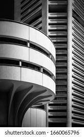 Sydney, NSW, Australia - January 21, 2020: MLC Tower, Major Landmark At Martin Place In Sydney -a Skyscraper Office Building, A Stark White With Sculptural Shapes Designed By Architect Harry Seidler.