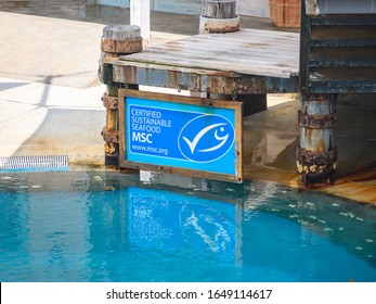 Sydney NSW Australia January 30th 2020   - MSC Certified Sustainable Seafood Sign At Taronga Zoo On A Sunny Summer Afternoon