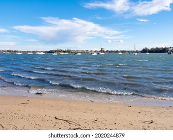 Sydney NSW Australia - July 12th 2021 - View Parramatta River From Abbotsford With Waves Due To Windy Weather On A Sunny Winter Afternoon