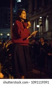 SYDNEY, NSW / AUSTRALIA - May 15, 2018: Hersha Kadkol Speaks At A Demonstration Held To Mark 70 Years Since The Palestinian Exodus (Nakba) In 1948 And Condemn Recent Violence From Israel.