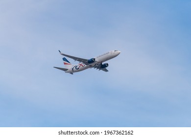 Sydney, NSW, Australia - May 2, 2021: REX Boeing 737-800 NGAirliner taking off from Sydney Airport.
