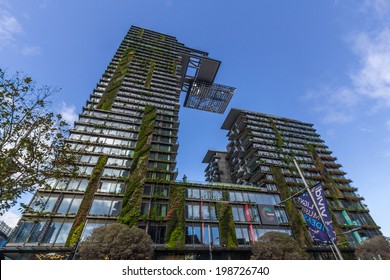 SYDNEY, NSW, AUSTRALIA - May 31, 2014: Eco Friendly One Central Park Building At Central Park, Sydney Designed By Jean Nouvel, Featuring 
