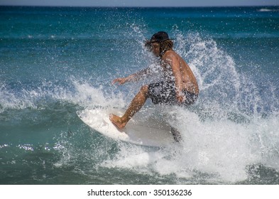 Sydney, NSW, Australia - November 16, 2014. Young Surfer Surfing At Bondi Beach.