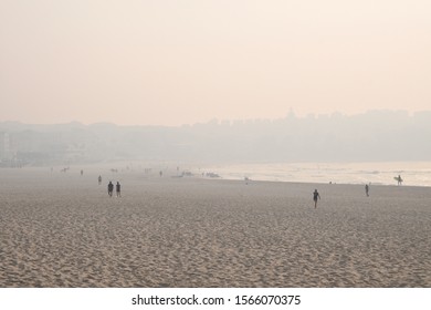 Sydney, NSW, Australia, November 21, 2019 Bushfire Smoke Haze Over Bondi Beach 