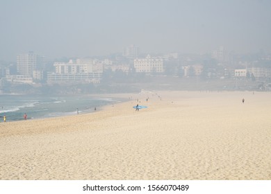 Sydney, NSW, Australia, November 21, 2019 Bushfire Smoke Haze Over Bondi Beach 