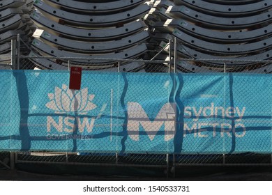 Sydney, NSW / Australia - October 22 2019: Stations Confirmed For Sydney Metro West. Wire Fence With Blue Signage Reading 