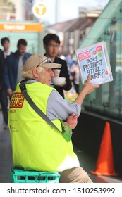 Sydney, NSW Australia - September 20 2019: The Climate Change Strike. A Man Is Selling Copies Of The Magazine 