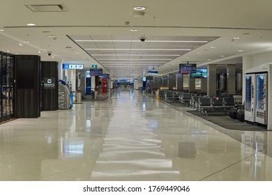 Sydney, NSW/Australia - 06 18 2020: Sydney Airport (SYD), Empty Gates And Kiosks, Deserted, No Customers, No Passengers, Due To Corona Crisis.                                