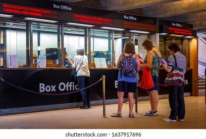 Sydney, NSW/Australia, Feb. 6, 2020.
People In Line For Tickets At The Sydney Opera House Box Office Located Inside The Famous Building.