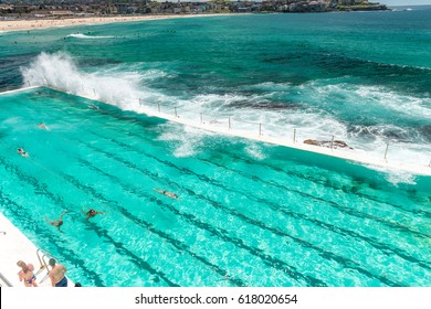 SYDNEY - OCTOBER 2015: Sydney Bondi Beach Pools. Sydney Attracts 30 Million People Annually.