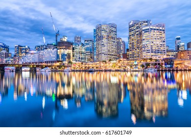 SYDNEY - OCTOBER 2015: Sydney Darling Harbour buildings. Sydney attracts 30 million people annually.