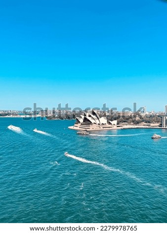 sydney opera house from harbour bridge with pretty weather