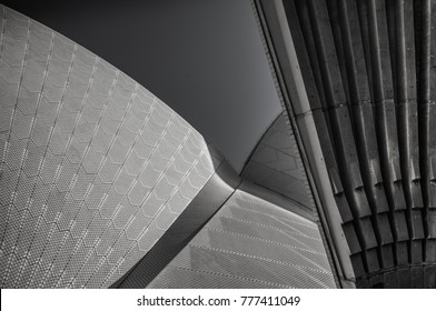 Sydney Opera House Roof Tiles Close Up In Black And White ,July 2015 
