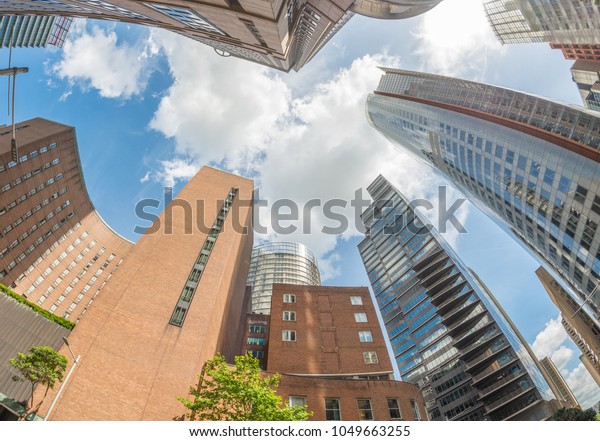 Sydney skyscrapers,\
view from street level.