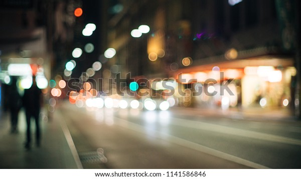 Sydney Street at night bokeh\
lights