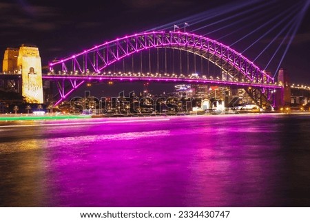 Sydney Vivid Harbour Bridge View