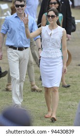 SYDNEY-NOVEMBER 11: Mary Crown Princess Of Denmark  & Frederik Crown Prince Of Denmark Arrive At Bondi Beach Sculpture Exhibition,  November 11, 2011 In Sydney, Australia