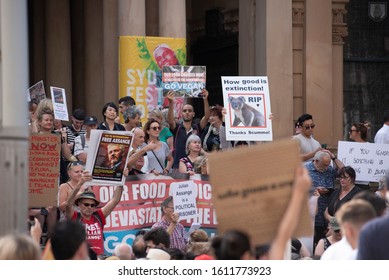 Sydney,NSW/Australia-1.10.2020:Anti Scott Morrison Protesters In Front Of Sydney's Town Hall. Protesters Demanding Climate Change Action.