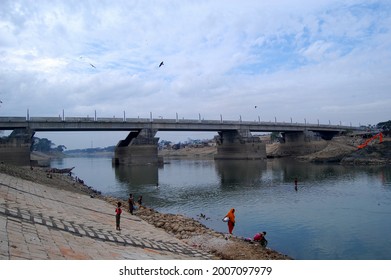 Sylhet, Bangladesh - 1 January 2015: Kazir Bazar Bridge Over Surma River.