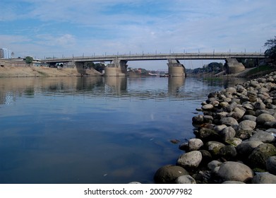 Sylhet, Bangladesh - 1 January 2015: Kazir Bazar Bridge Over Surma River.