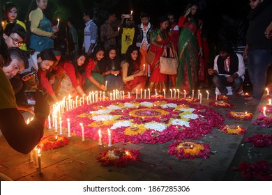 Sylhet, Bangladesh - 16 December 2017: Candle Lighting In Memory Of The Martyrs Of The Liberation War Of Bangladesh.